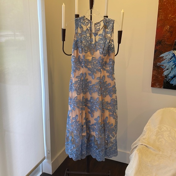 BHLDN lace dress in light blue and cream. - Picture 1 of 4